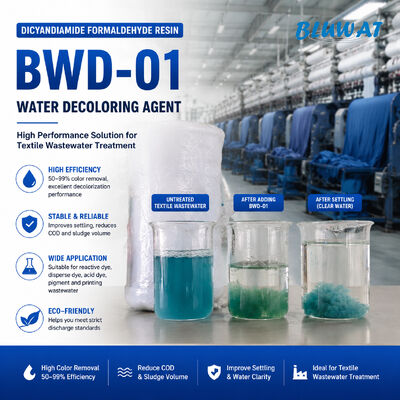 comprar Polímero de formaldeído dicianodiamida descolorante de água - agente descolorante de águas residuais industriais e têxteis fabricação em linha