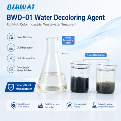 Comprar Agente de descoloração de água BWD-01 CAS 55295-98-2 para tratamento de águas residuais industriais de alta cor com conteúdo sólido de 50% fabricação em linha