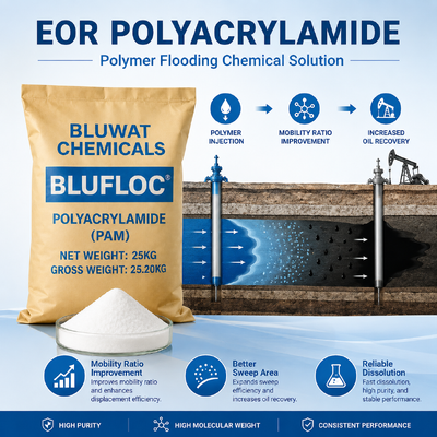 Comprar BLUFLOC Poliacrilamida aniônica 20 a 100 malhas para estabilização de fluidos de perfuração de petróleo e gás fabricação em linha