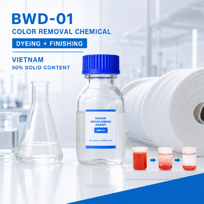 Comprar BWD-01 Produto químico de remoção de cor para tintura de têxteis e acabamento de águas residuais no Vietname fabricação em linha