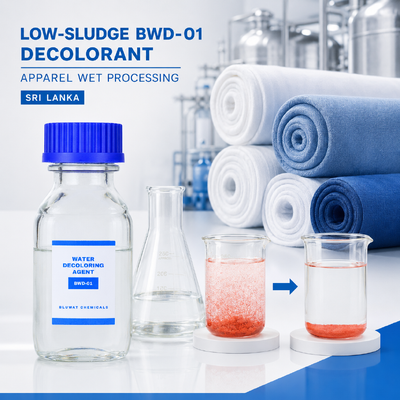 Comprar Agente de descoloração de água com baixo teor de lodo BWD-01 para águas residuais de processamento úmido de vestuário no Sri Lanka fabricação em linha