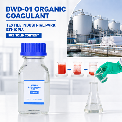 Comprar BWD-01 Coagulante Orgânico para Efluentes de Tingimento em Parque Industrial Têxtil na Etiópia fabricação em linha