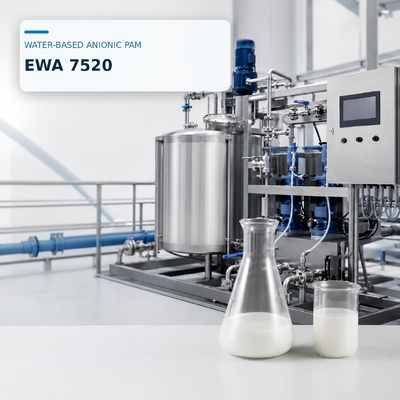 Comprar Emulsão PAM aniónica à base de água Blufloc EWA 7520 com peso molecular muito elevado e grau aniónico médio para dosagem automática fabricação em linha