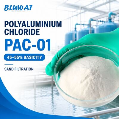 Comprar 45-55% Basicidade 25 kg Saco PAC-01 Cloreto de polialumínio para pré-tratamento de filtração de areia fabricação em linha