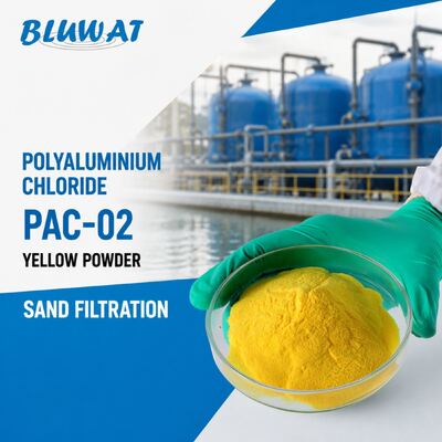 Comprar PAC-02 Policloreto de Alumínio em Pó Amarelo com Mínimo de 30% de Al2O3 para Filtração de Areia fabricação em linha