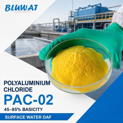 Comprar PAC-02 Cloreto Polialumínio Seco por Pulverização com Basicidade de 45-85% para Tratamento DAF de Água Superficial fabricação em linha