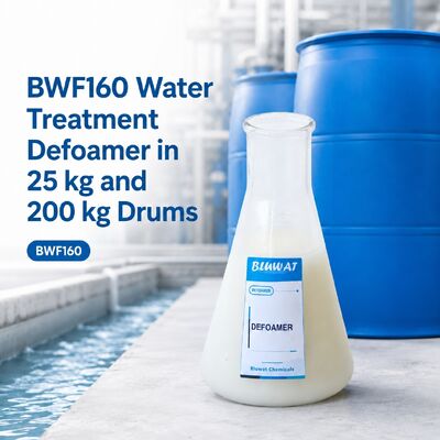 Comprar BWF160 Antiespumante de Silicone Não Iônico para Efluentes de Águas Residuais com Dosagem de 50-300 ppm em Tambores de 25 kg e 200 kg fabricação em linha