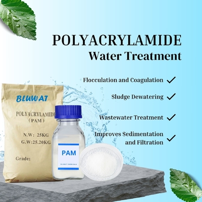 Polyacrylamide aniônico catiônico não-iônico PAM Polieletrólito para floculação e coagulação de tratamento de água