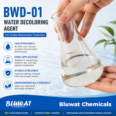 BWD-01 Decolorante de resina de dicandiamida formaldeído Químico para a indústria têxtil Tratamento de águas residuais